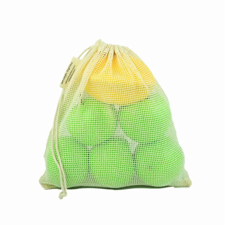 

customized net produce meshbag reusable organic cotton mesh bag, Customized color
