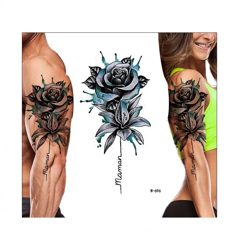 

Waterproof Temporary Tattoo Sticker Rose Women Men Girl Full Flower Body Art Tatoo, Cmyk