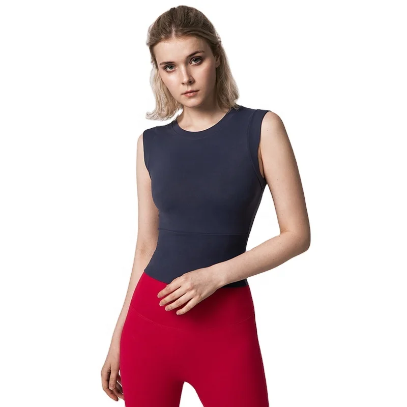 

European American summer new women's tight yoga exercise vest running quick-drying exercise top fitness slim short sleeve