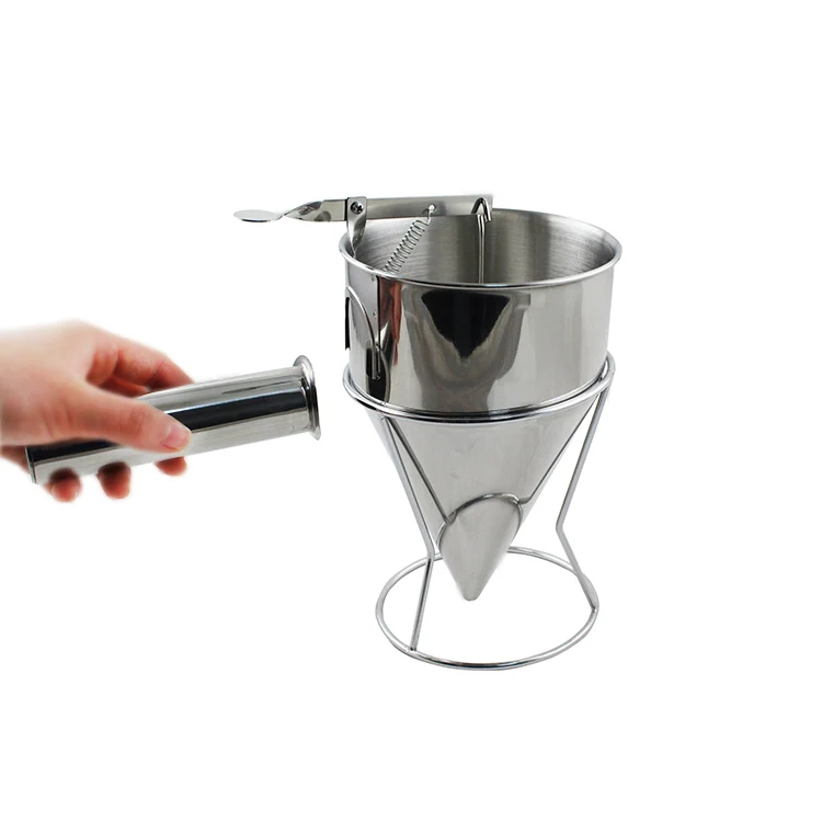 

Cooking Funnel With Rack Stainless Steel Cone Cake Pancake Batter Dispenser, Sliver