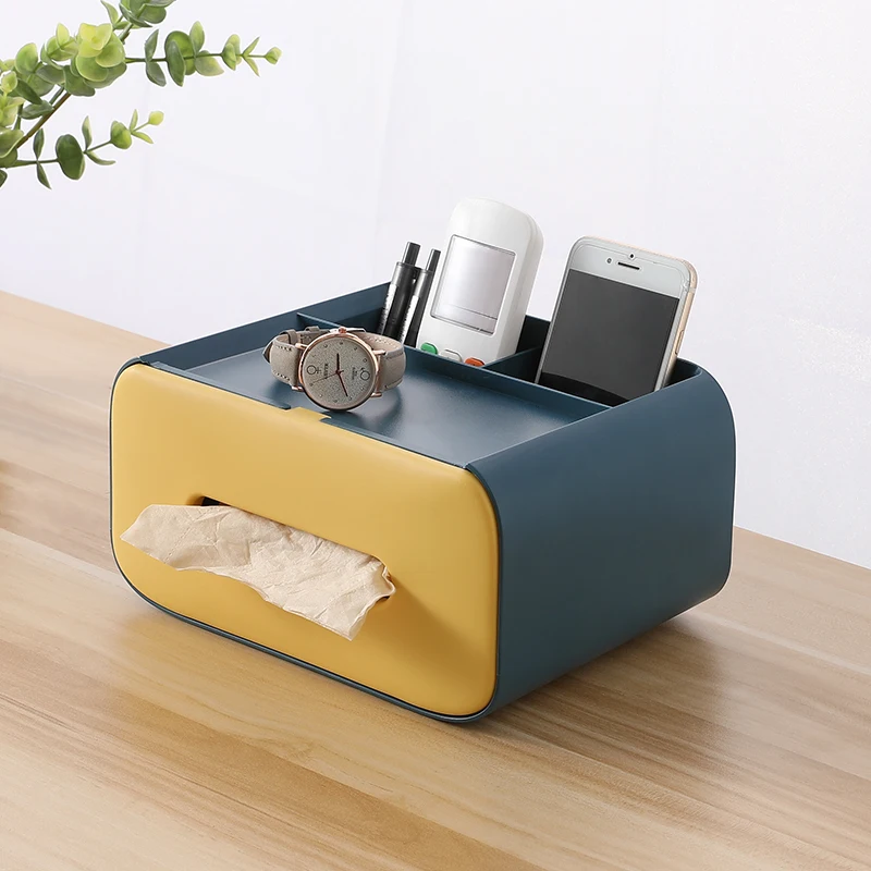 

2021 new factory direct selling square simple multifunctional magnetic tissue box, Dark blue, light blue, white, green