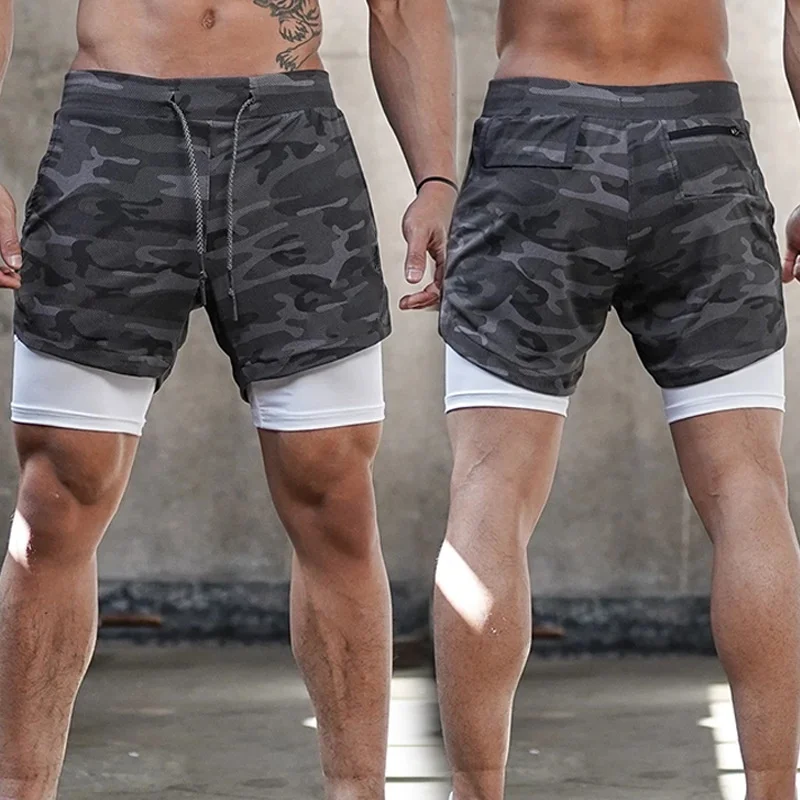 

New Camouflage Shorts With Pocket Mens Running Shorts 2 In 1 Double Quick Dry Sport Shorts Fitness Jogger Custom Workout Short, Custom color