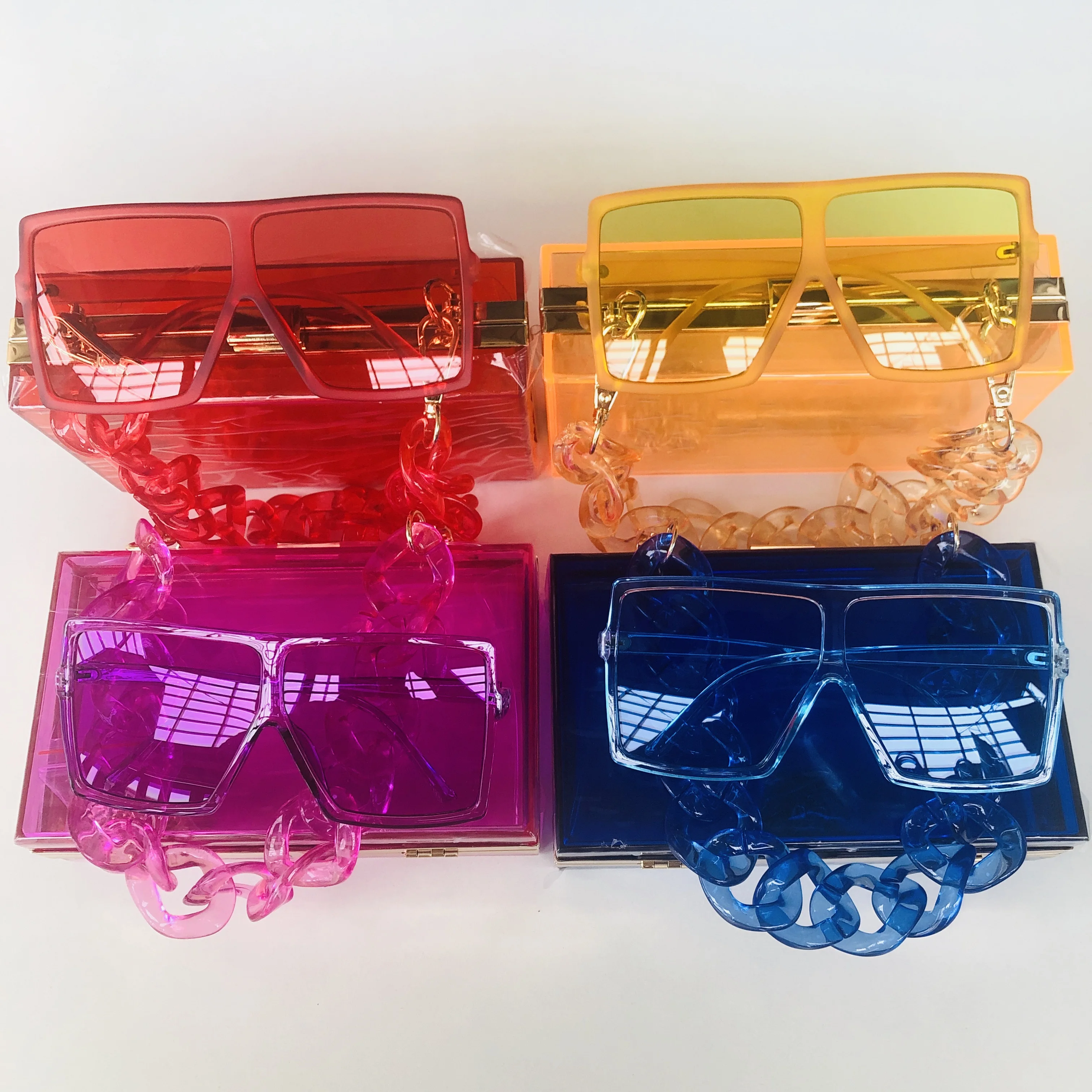 

Fashion 2021 new arrivals clutch women acrylic crystal wedding party evening clutch bag clear acrylic purse match sunglasses, 7 color