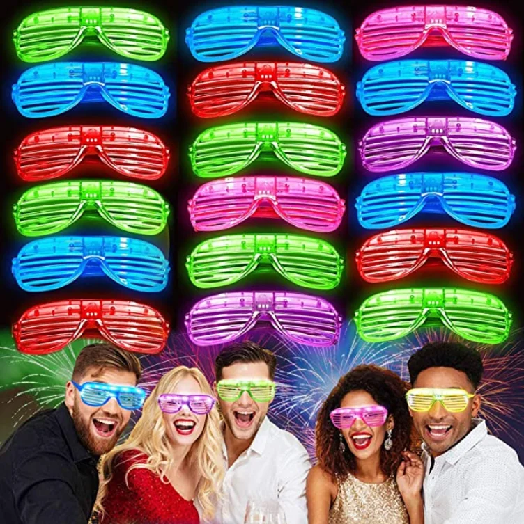

Fashion Shutters Shape LED Flashing Glasses Light up kids toys christmas Party Supplies Decoration glowing glass