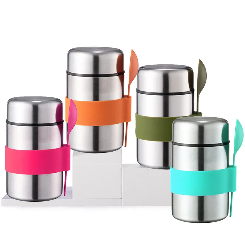 

High Quality Double Wall Vacuum Insulated Food Flask Thermos with Spoon 450ml 304 Stainless Steel Keep Warm Food Jar