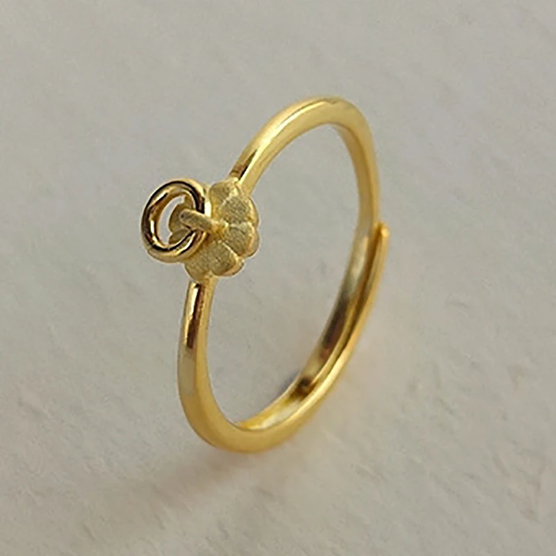 

925 Sterling Silver Fashion Delicate Flower Open Gold Rings Fine Jewelry for Women