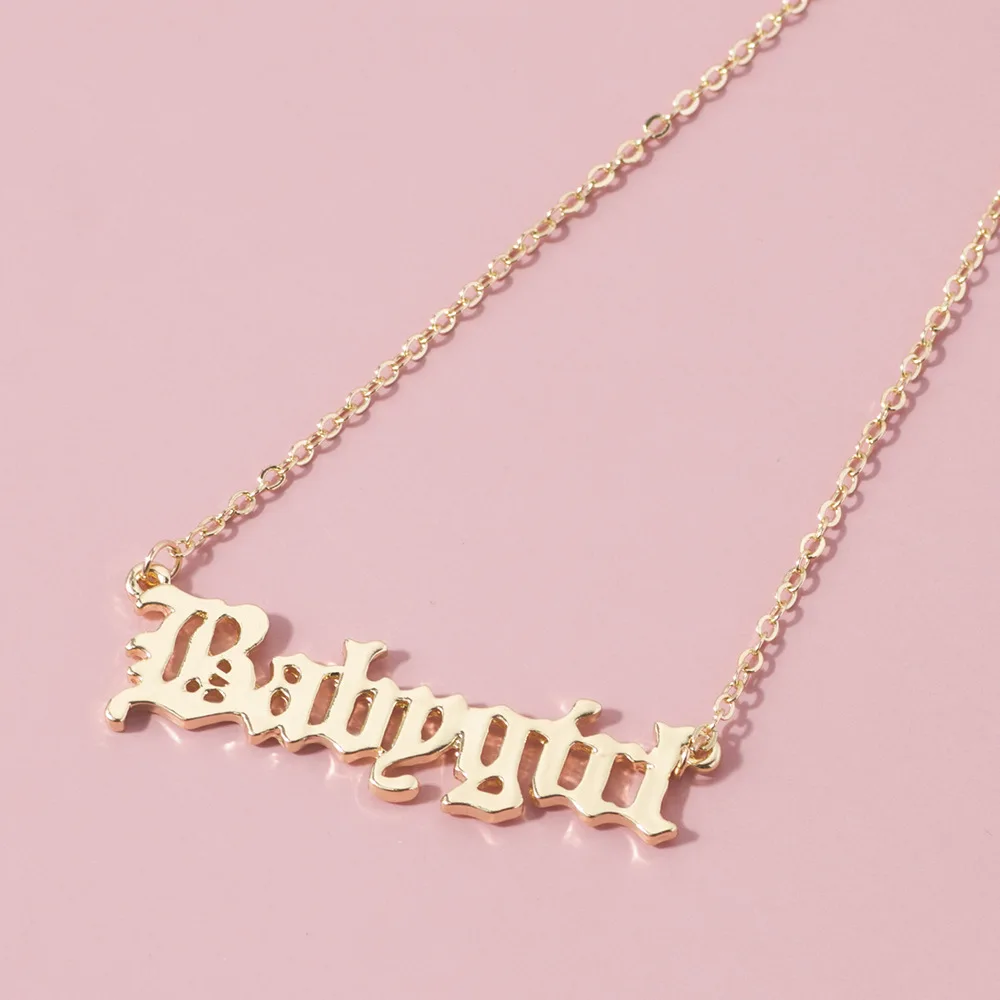

Fashion Old English Font Babygirl Necklace for Women Girls Pendants Necklaces Letter Cute Chain Choker Alloy Statement Jewelry