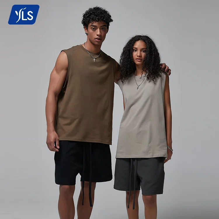 YLS1249 190g Men Cotton Oversized Sleeveless Tank Top Quick Dry Cooling Print on Demand Vest Gym Men