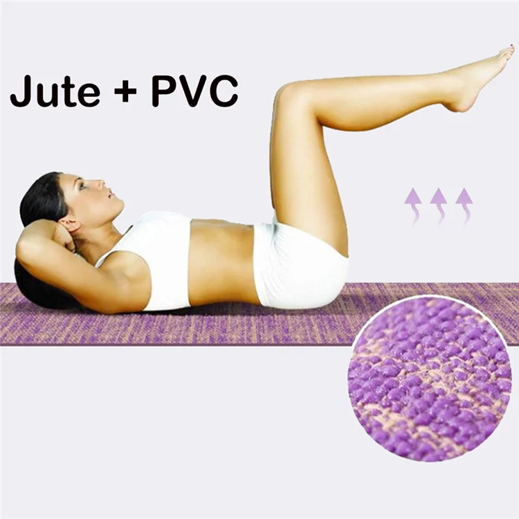 

183x61cm 5mm Custom Logo Exercise Non-slip Gym Fitness Pilates Mat Wholesale Natural Jute Fiber Yoga Mat, As picture