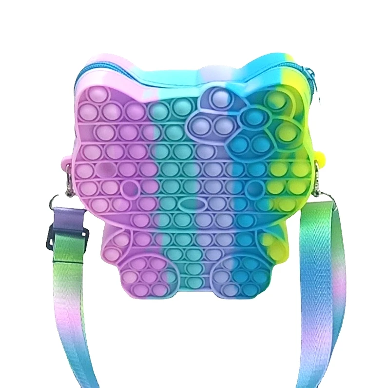 

silicone fidget zipper shoulder bag pop it