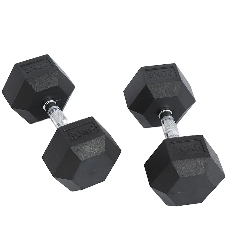 

High Quality Home Gym Exercise Equipment Rubber Coated Dumbells Non-detachable hex Dumbbell, Customized color