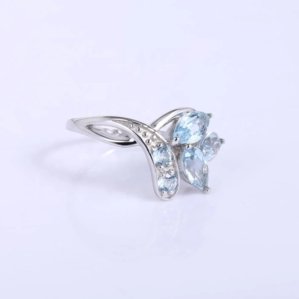 

Abiding Natural Blue Topaz Gemstone Ring 925 Sterling Silver Fashion Jewelry Manufacturer Engagement rings For Women