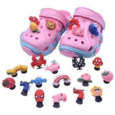 

New hot fashion cute accessories superhero 3D pvc kids wholesale decoration rubber croc shoe charms, As pic