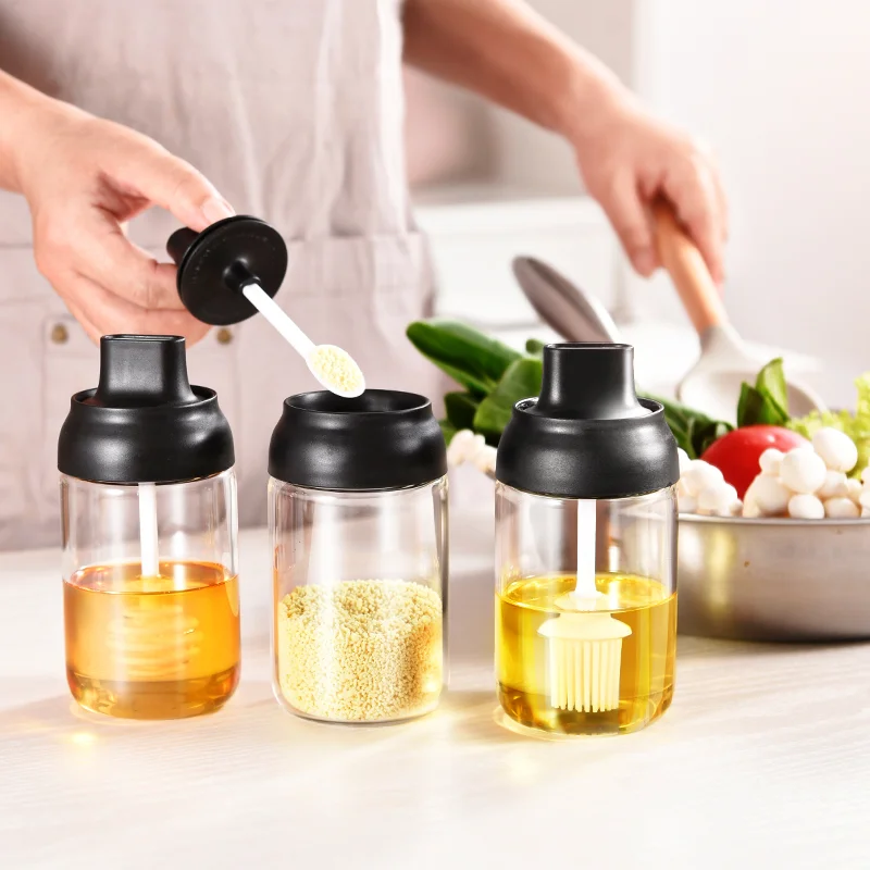 

Ywbeyond 250ml Spice Jar Salt and Pepper Bottle Moisture-proof Lid Spoon Seasoning Container Kitchen Seasoning Bottle