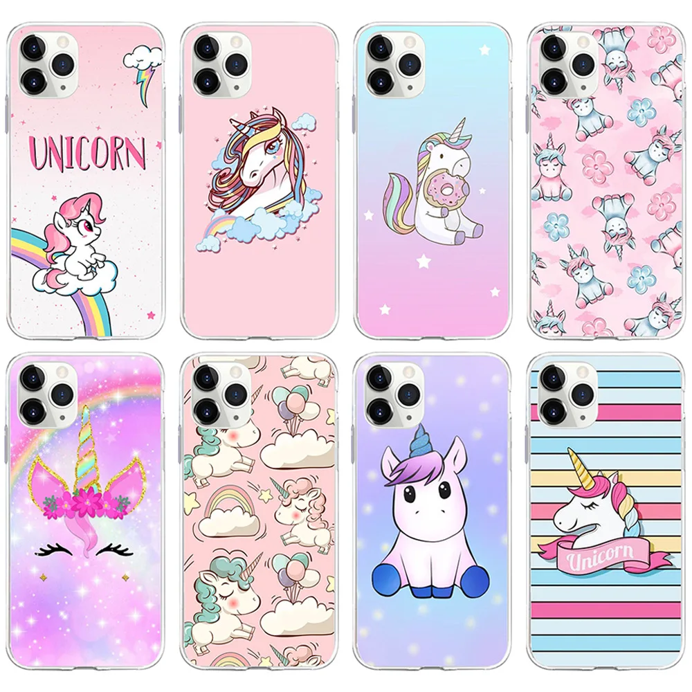 

INS Cheap Cute Cartoon Unicorn Soft TPU Phone Case Cover for iPhone12mini 12 pro Girls, Customised
