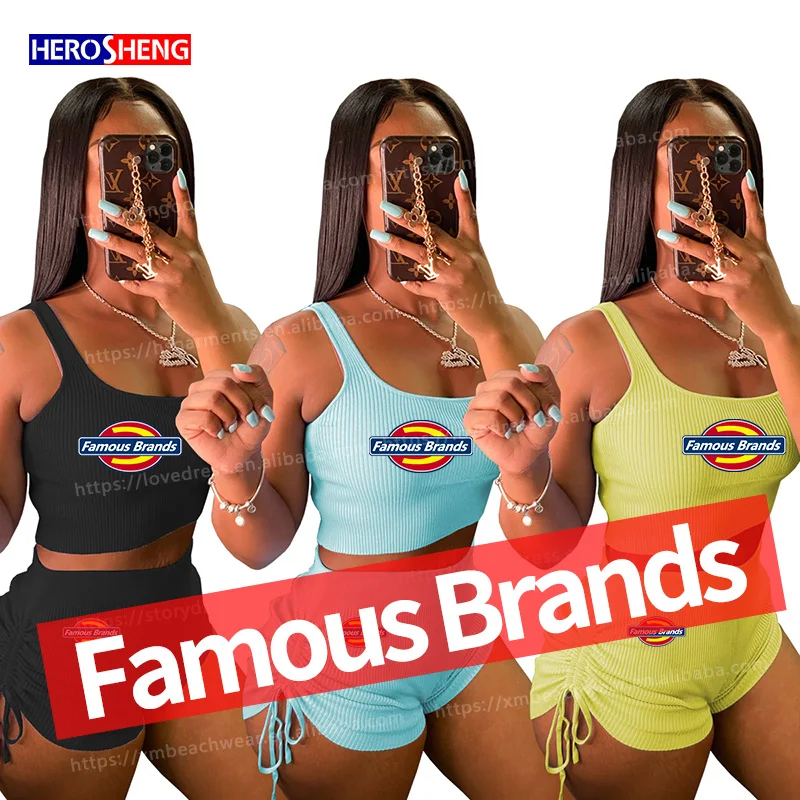 

Designer famous brands Summer clothes women tank top Outfits dicky women two piece short set with low price