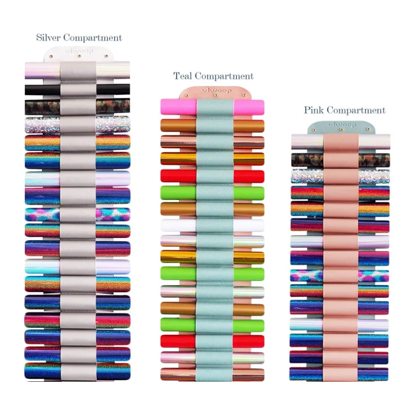 

2021 New Creative Wall Mount Leather Vinyl Roll Display Rack Hanging DIY Organizer Racks Multi-compartments Gift Storage Holder, Brown/black/customized colors