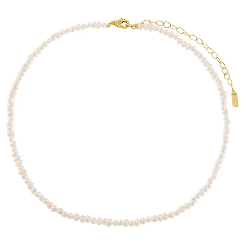 

Milskye Personalized custom 925 sterling silver 18k gold freshwater pearl necklace
