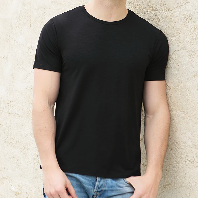 

wholesale custom soft blank plain organic fabric strech men t shirt breathable 65% bamboo 30% cotton 5% spandex bamboo t-shirt