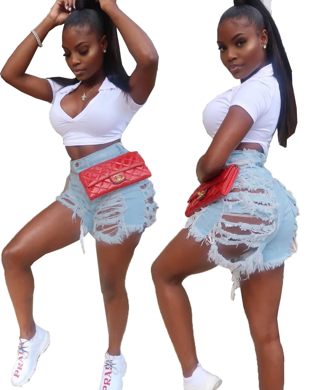 

summer ready made new arrivals ripped high waist denim shorts women