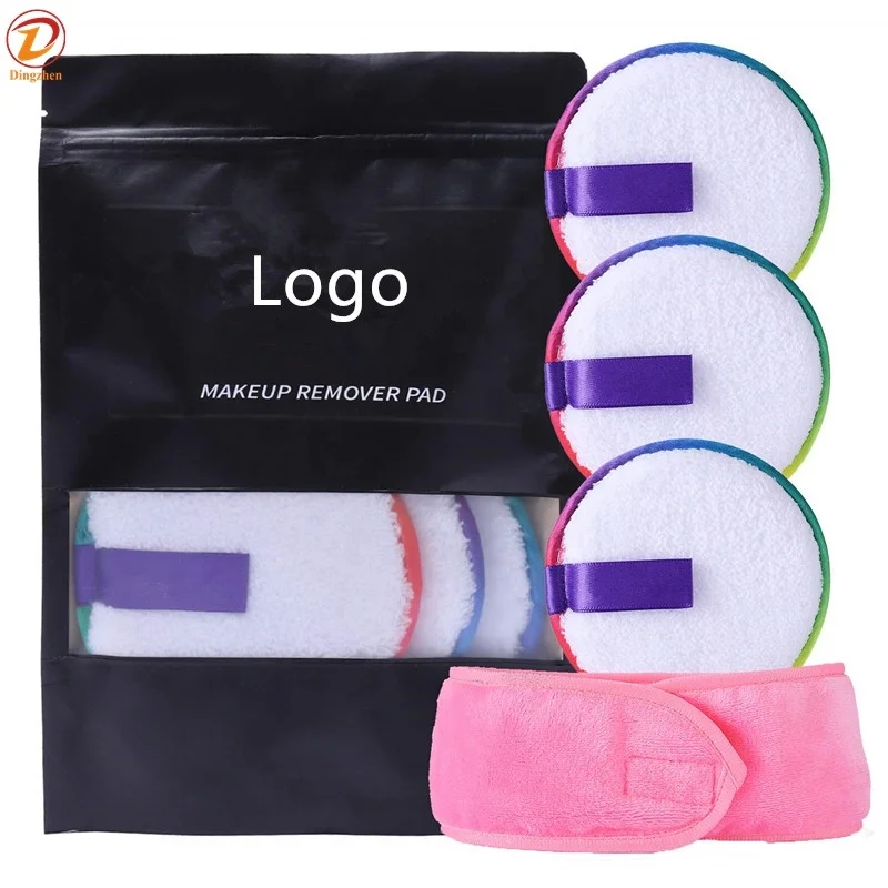 

Amazon Hot sale Reusable Microfiber Makeup Remover pads sponge for all skin type, White/pink/black/brown