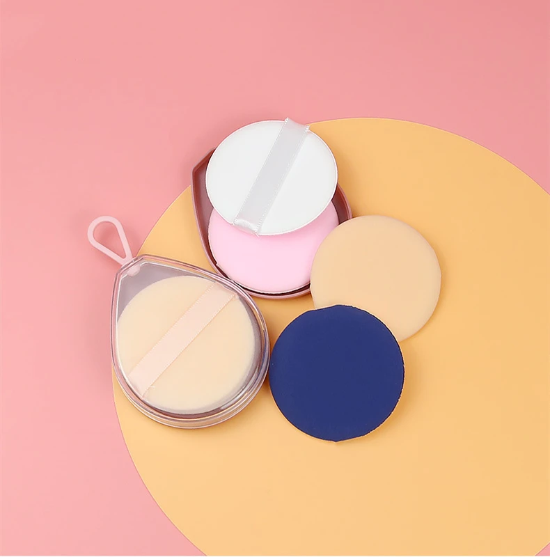 

Top Quality 2pcs Travel Set Round Non Latex Blending Sponge Foundation Facial Powder Makeup Air Cushion Puff, Customized