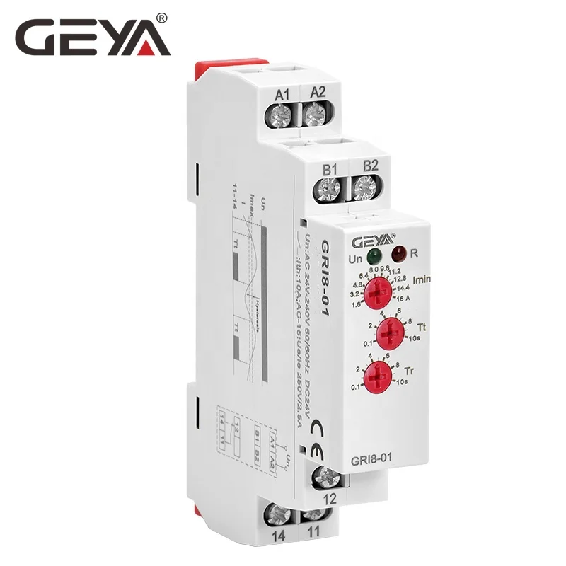 

GEYA GRI8-01 Single Phase Current Monitoring Relay Over Current Protective Relays DC24V or AC24V-240V