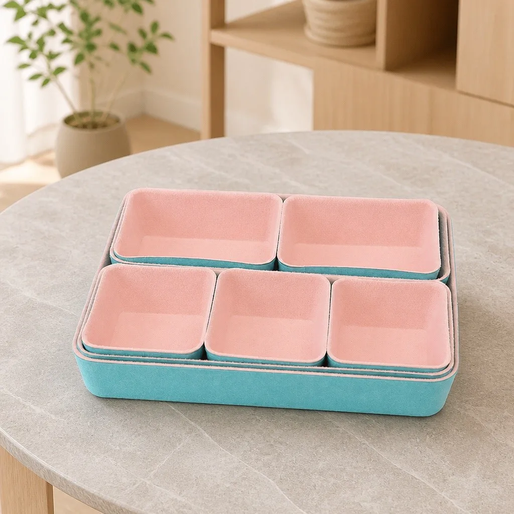Felt storage bins in modern home aesthetic