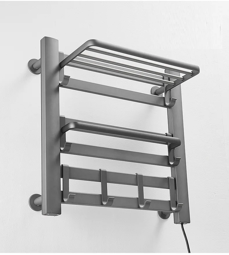 Wall Mounted Electric Heating Towel Rack For Bathroom Grey Towel Rack