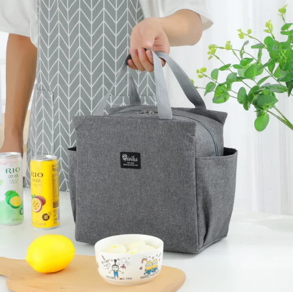

Fashion Aluminum Foil Lunch Box Double Pocket Front Hand Bag Thermal Insulation Bag