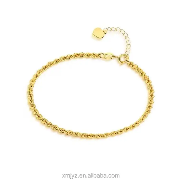 

Certified 18K Gold Bracelet Hemp Rope Bracelet Au750 Color Gold Jewelry Fashion Simple Women Can Be Extension Chain Water Shell