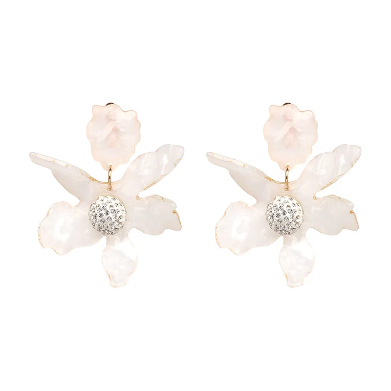 

2021 Sailing Jewelry Flower Resin Petal Drop Earring Resin Big Flower Statement Earring