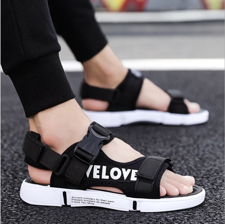 

China Fashion Trend Men's Sandals-sports Sandal Slippers Beach Sandals Men, Black,black/white
