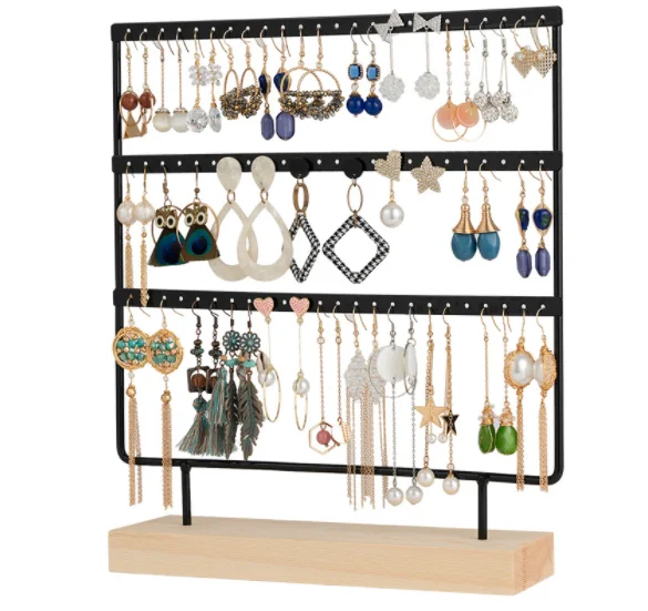 

Three-layer iron earrings simple style display rack hanger jewelry rack