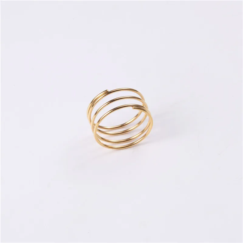 

High End 18K Plain Gold Multilayer Linellae Rings Stainless Steel Trendy Simple Gold Plated Jewelry