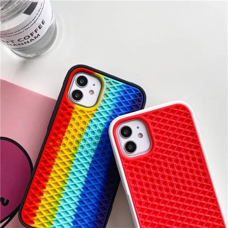 

New Shockproof Silicone Phone Case Sole Waffle Full Cover Protective Soft Case for iPhone 13 12 11 Pro Max