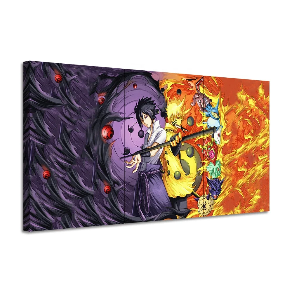 

3 Pieces Anime Painting Sasuked Canvas Art Wall Painting Stickers Murals Home Decor Artwork Anime Poster, Multiple colours