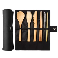 

Portable ECO Friendly Reusable Bamboo Travel cutlery set with pouch