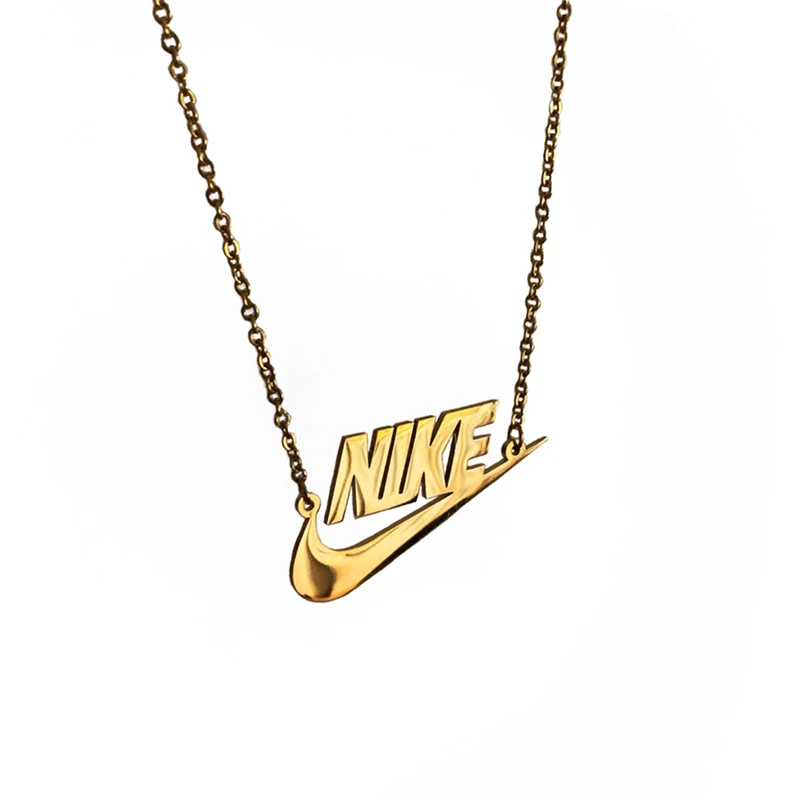 
Urban street style stainless steel swoosh pendant necklace tick necklaces personalized gold customized name necklace 