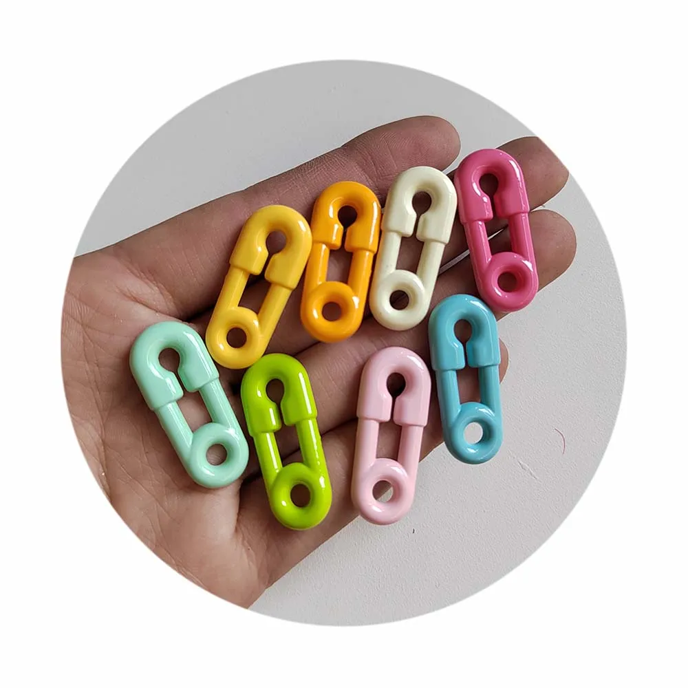 100pcs Kawaii Pin Shape Resin Flatback Scrapbooking Pins Cabochons for Hairpin Embellishments DIY Jewelry Craft Slime Decoration