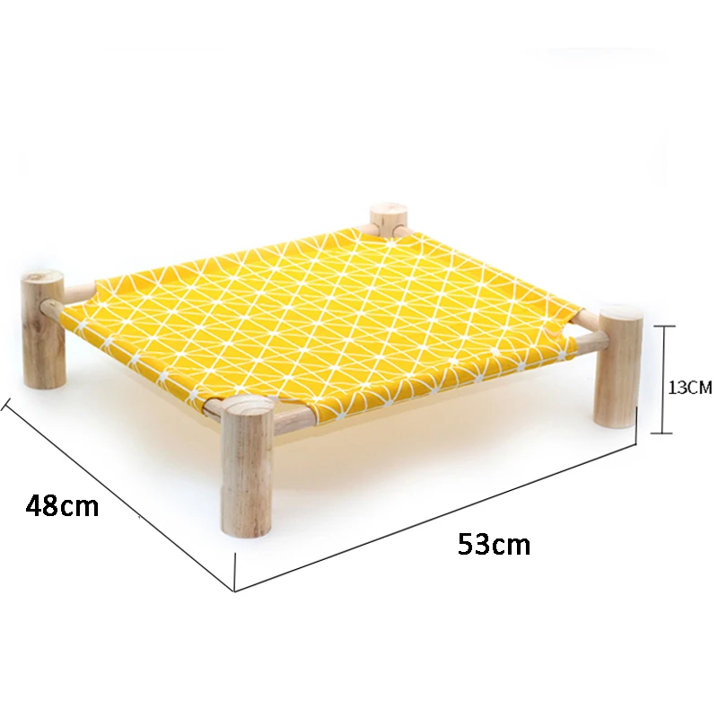 

Wooden Elevated Portable Cooling bed Cat Hammock with stand Washable Cotton Canvas bed Pet Dog Cat Bed Raised, Picture