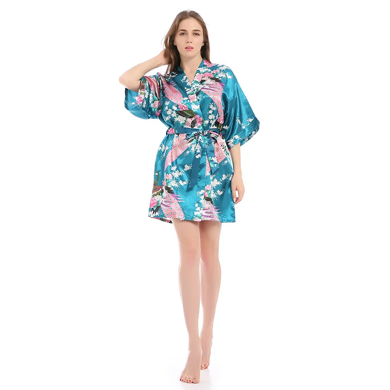 

Fall Wholesale Girls Floral Night-robe Ladies Cheap Sexy Short Sleeve Pajamas Women Printed Sleepwear