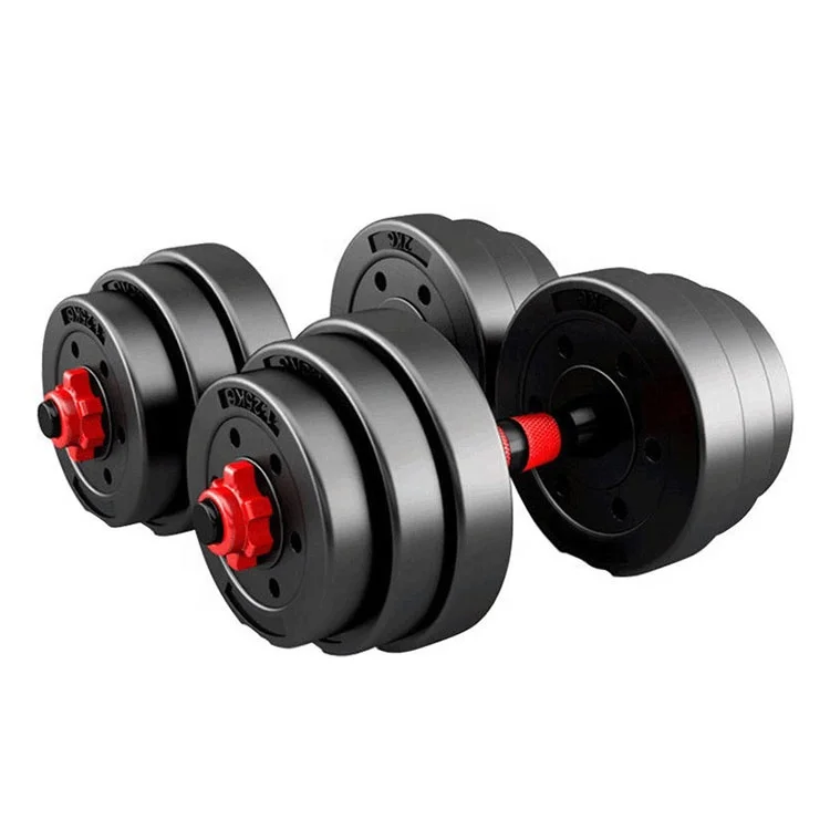 

Adjustable barbell dumbbell set, Black+red