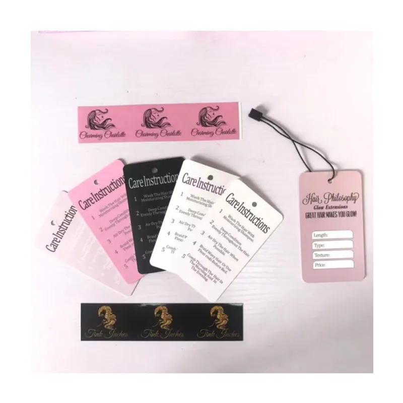 

Custom Logo Hair Bundle Wraps small hang tag custom clothing tag for hair