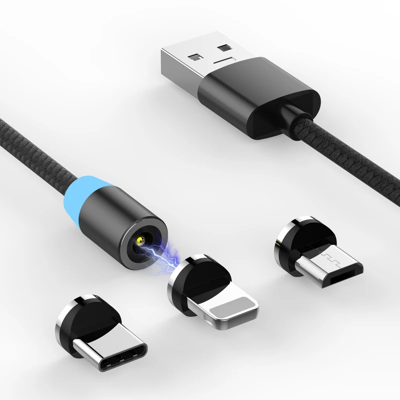 

Free Shipping 3 in 1 Charging Cables With The Interchangeable Heads Magnetic Fast Charging Cable