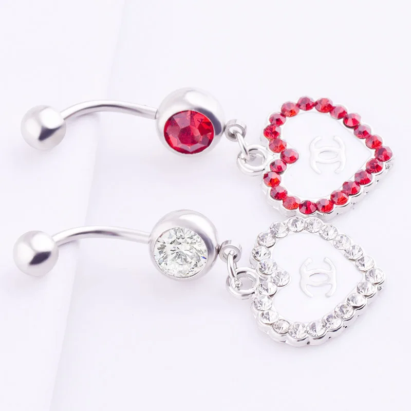 

BBR-043 Heart-shaped Medical Steel Hypoallergenic Human Body Piercing Jewelry Hanging Belly Button Rings