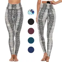 

Women Nylon Dropship Snake Printed Custom Fitness Yoga Pants With Back Pockets