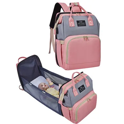 

2021 Multifunctional waterproof portable mommy bags baby diaper bag with bassinet