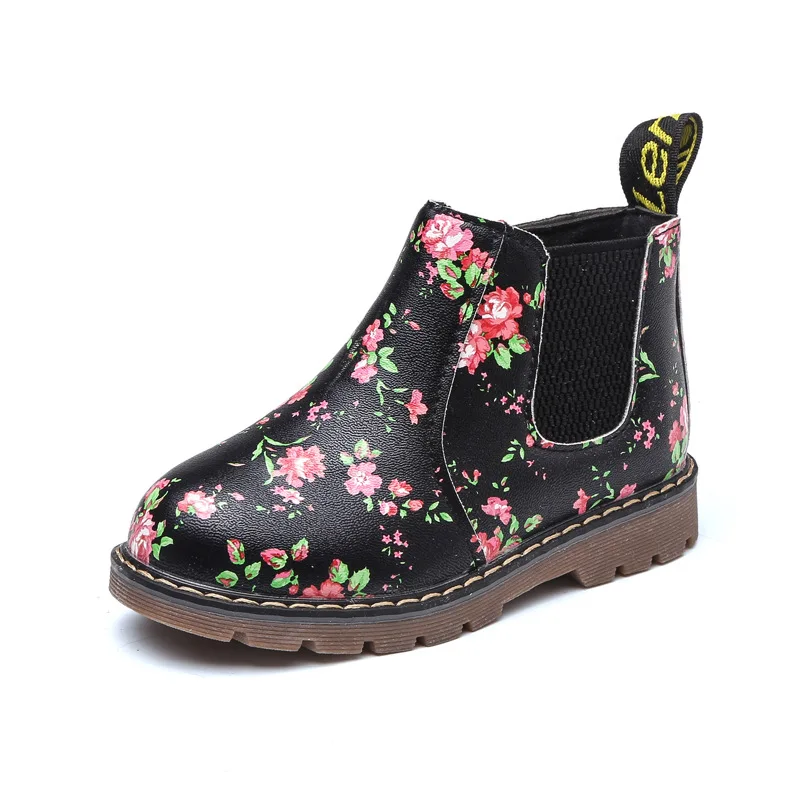 

2020 New Autumn Winter fashion high quality flat children girls shoes Floral kid boot