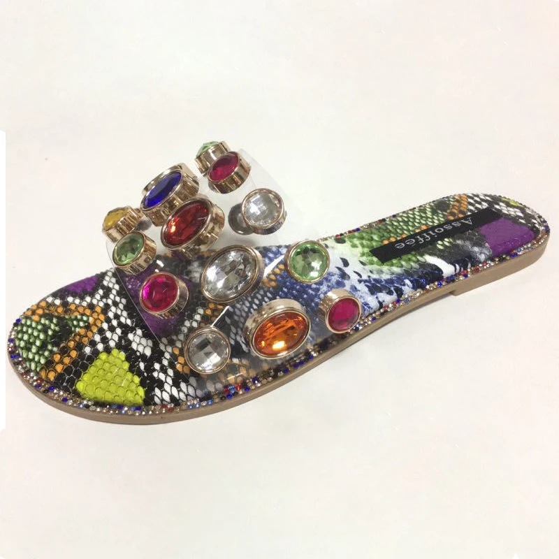 

Glitter Slippers Women Summer Sandals Fashion Bling Female Candy Color Anti-slip Beach Diamond Flat Shoes Outdoor Sandals